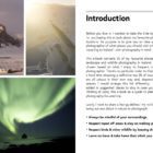 Inside spread of the Iceland photography ebook showing the introduction next to three example photos.