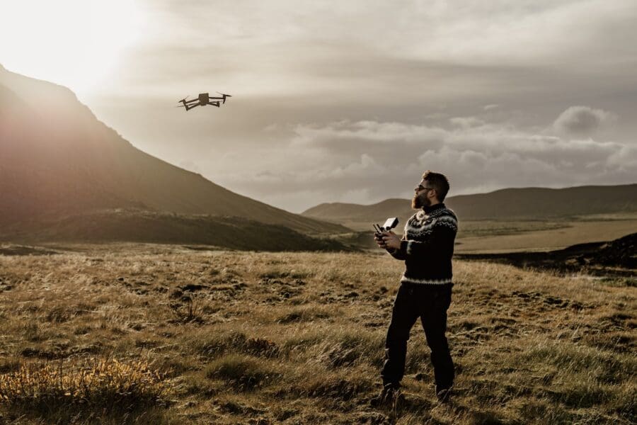 Jeroen Van Nieuwenhove flying his drone in 2026 to test it for written reviews and his buyer's guide for drone photographers showcasing the best drones with cameras.
